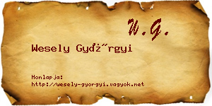 Wesely Györgyi névjegykártya